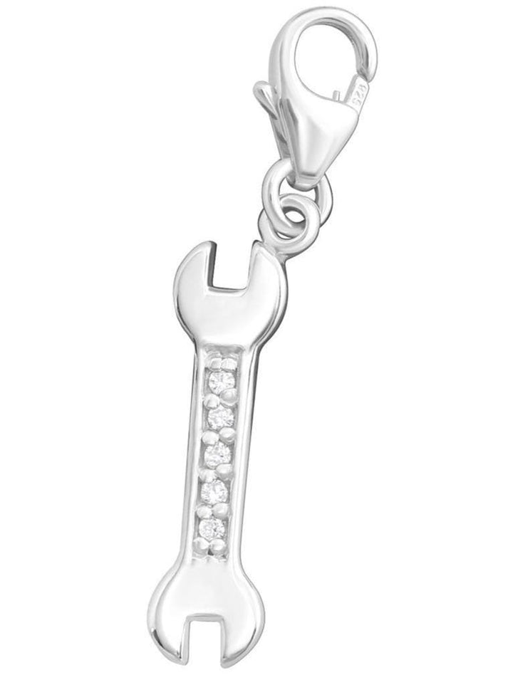 Sterling Silver Cubic Zirconia Spanner Clip on Charm