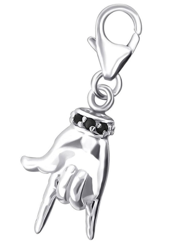 Sterling Silver Cubic Zirconia Love Sign Clip on Charm