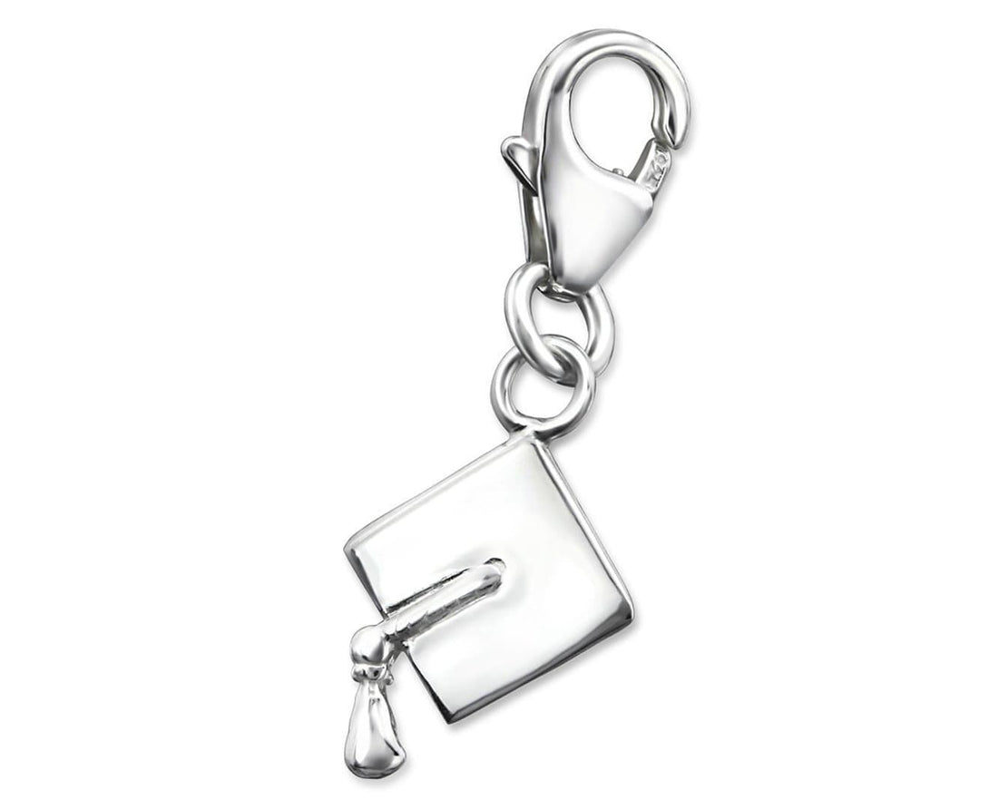 Sterling Silver Graduation Cap Clip on Charm