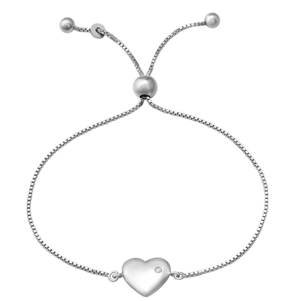 Sterling Silver Cubic Zirconia Heart Bracelet