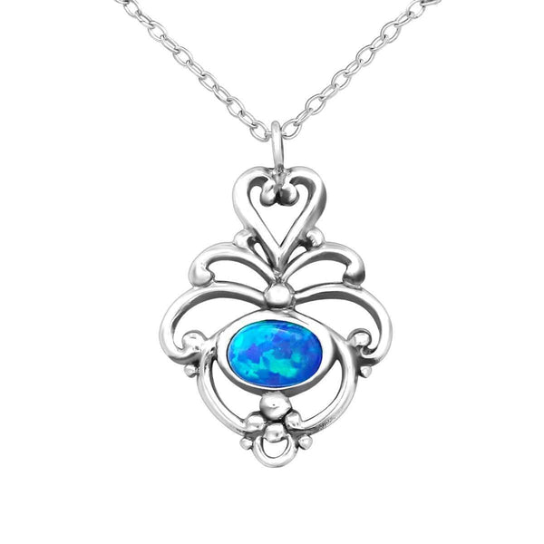 Silver Opal Necklace-Azure