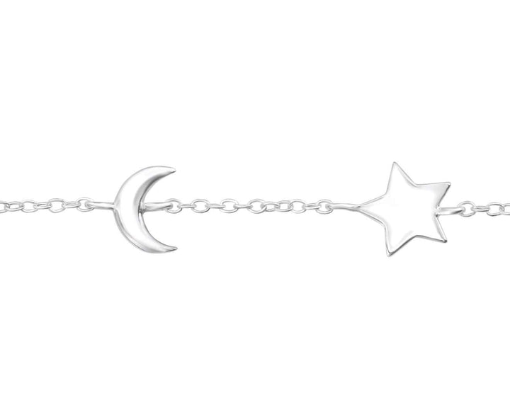 Sterling Silver Star and Moon Bracelet