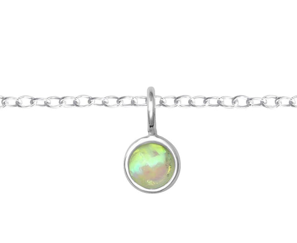 Sterling Silver Opal Round Anklet
