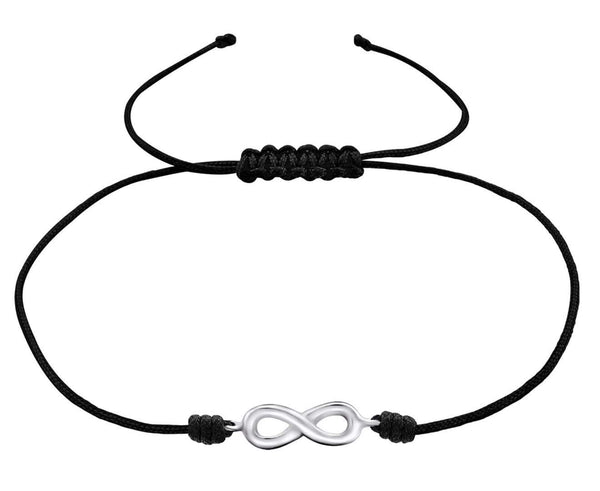 Sterling Silver Infinity Adjustable Corded Bracelet