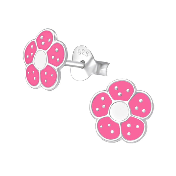 Children Pink Flower Petals Stud Earrings