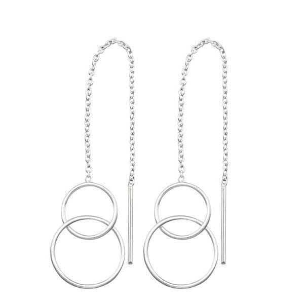 Silver Thread Circle Plain Earrings