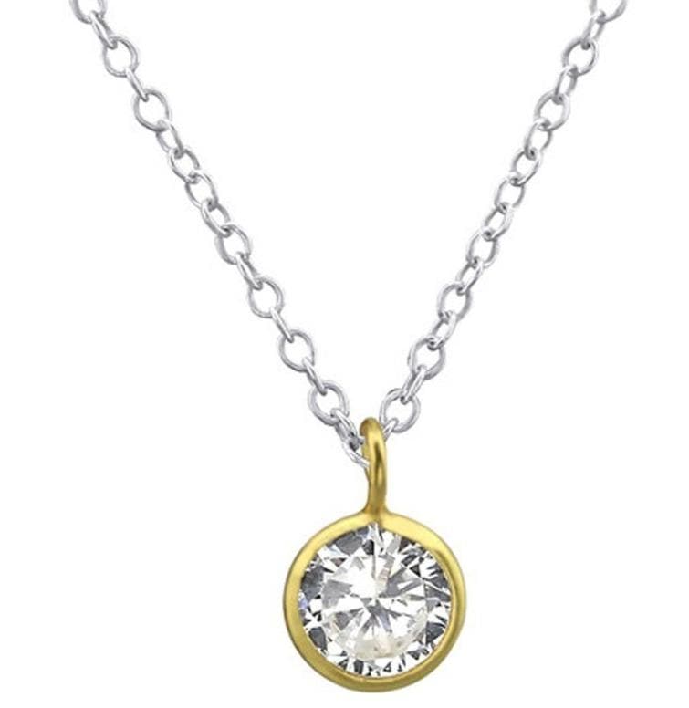 Sterling Silver CZ Crystal Circle Necklace