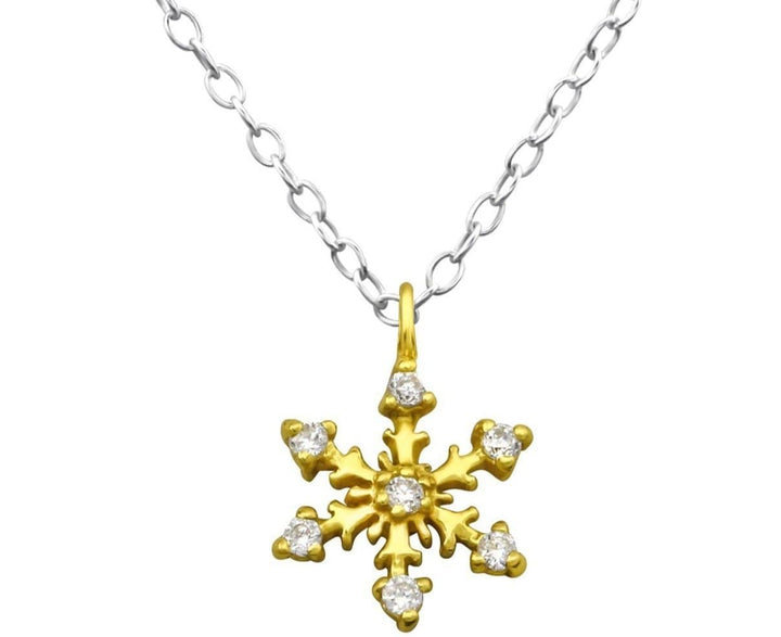 Sterling Silver Gold Plated Snowflake Necklace