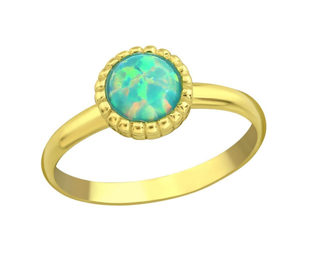 Sterling Silver Round Opal Midi Ring