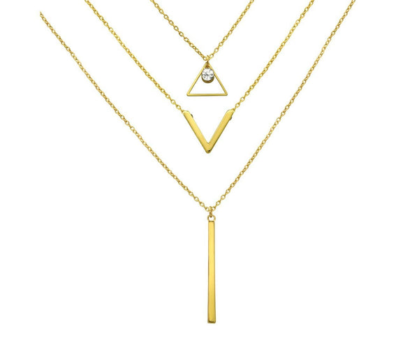 Gold Plated Geometric Layer Necklace