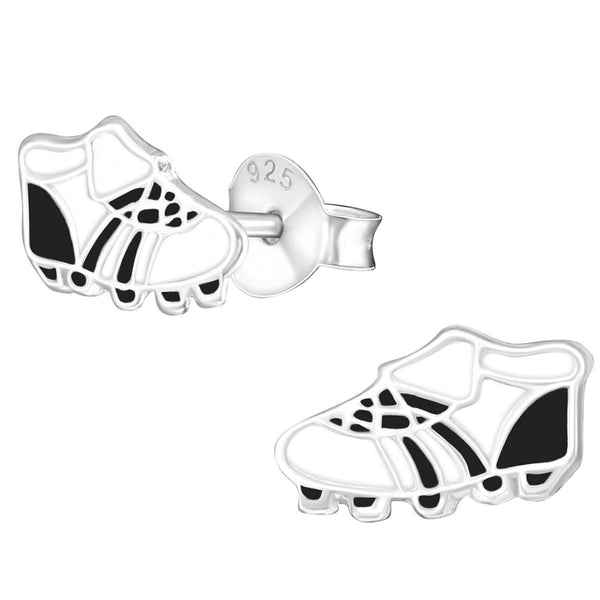 Kids Sterling Silver Football Soccer Shoes Stud Earrings