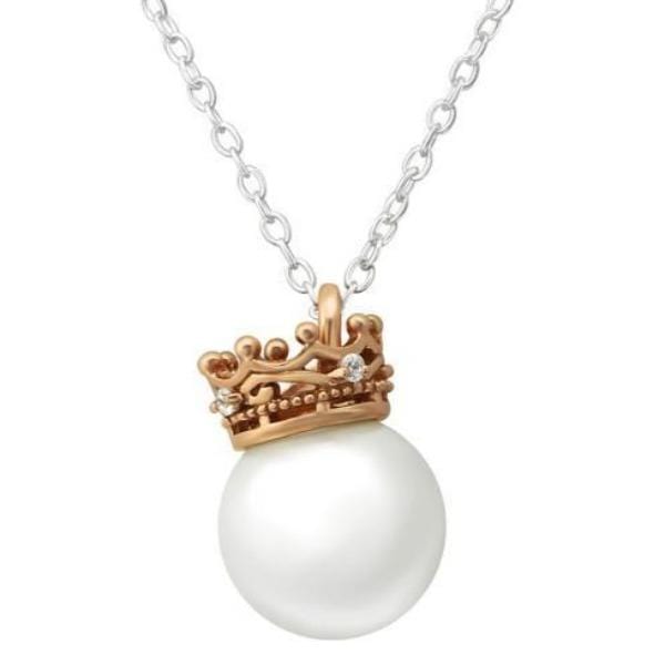Silver Crown & Pearl Necklace