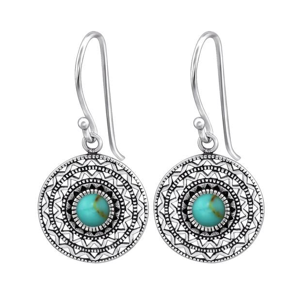 Silver Turquoise Ethnic Earrings
