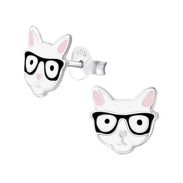 Sterling Silver Cat Earrings For Kids