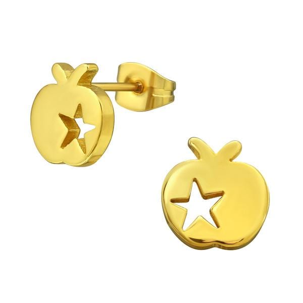 Steel Apple Earrings Gold for Girls