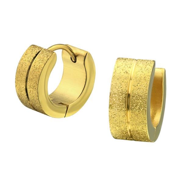Gold Steel Huggie Hoop Earrings
