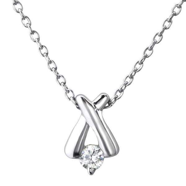 Cubic Zirconia Sterling Silver Cross Necklace