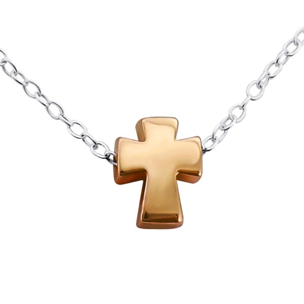 Rose Gold Sterling Silver Cross Necklace