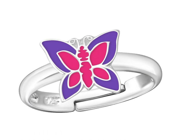 Children's Purple and Pink Butterfly Ring