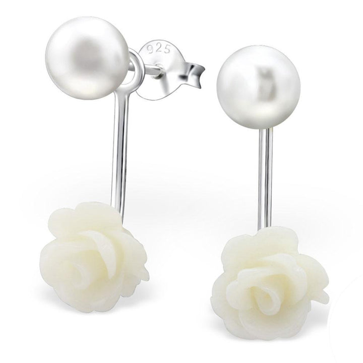 Sterling Silver Rose Pearl Earrings