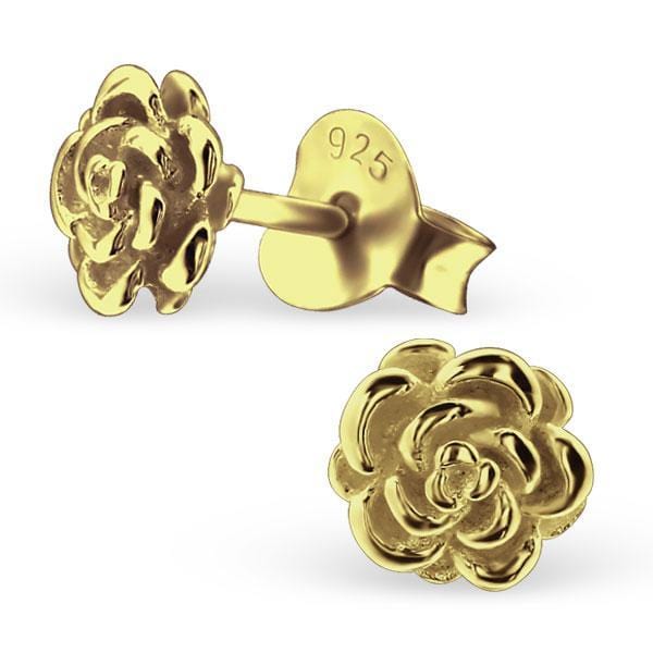 Sterling Silver Gold Plated Rose Earrings