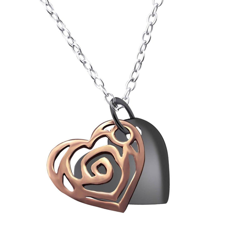 Silver Heart Rose Necklace