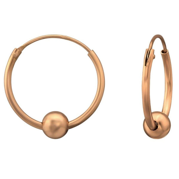 Rose Gold Silver Ball Hoop Earrings