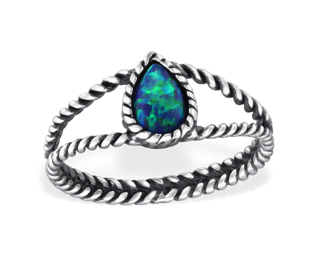 Sterling Silver Teardrop Opal Ring