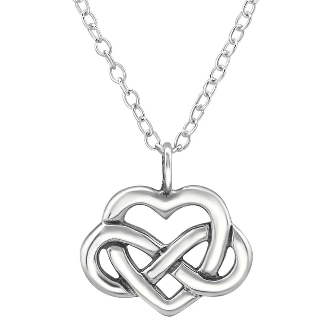 Sterling Silver Heart and Knot Necklace