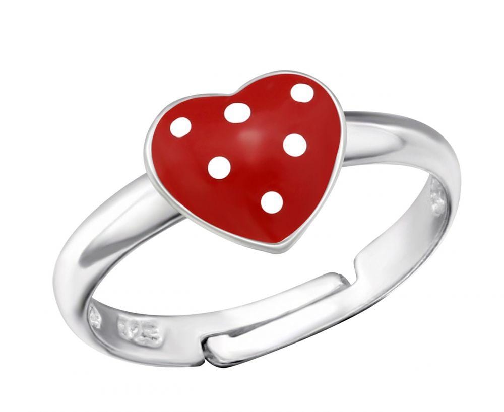 Children's Red and White Spotted Heart Ring