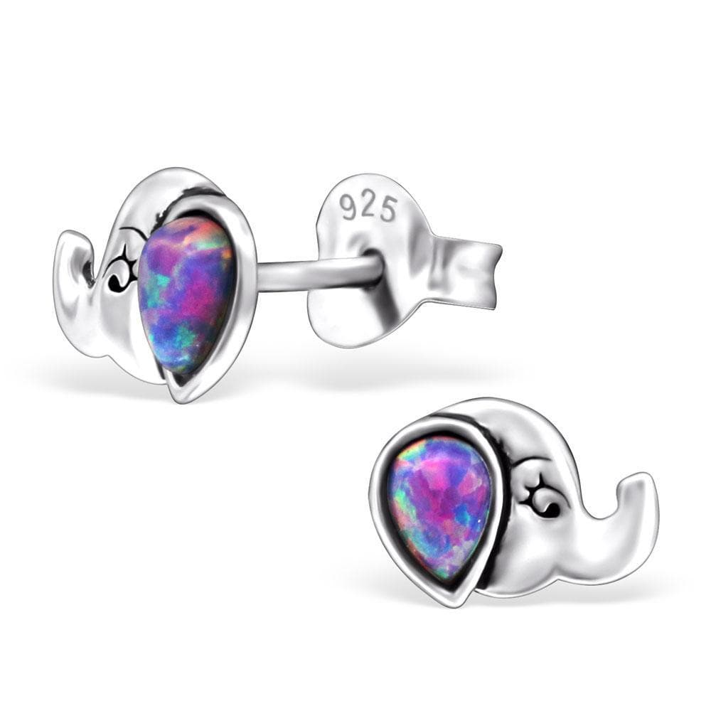 Sterling Silver Elephant Opal Earrings