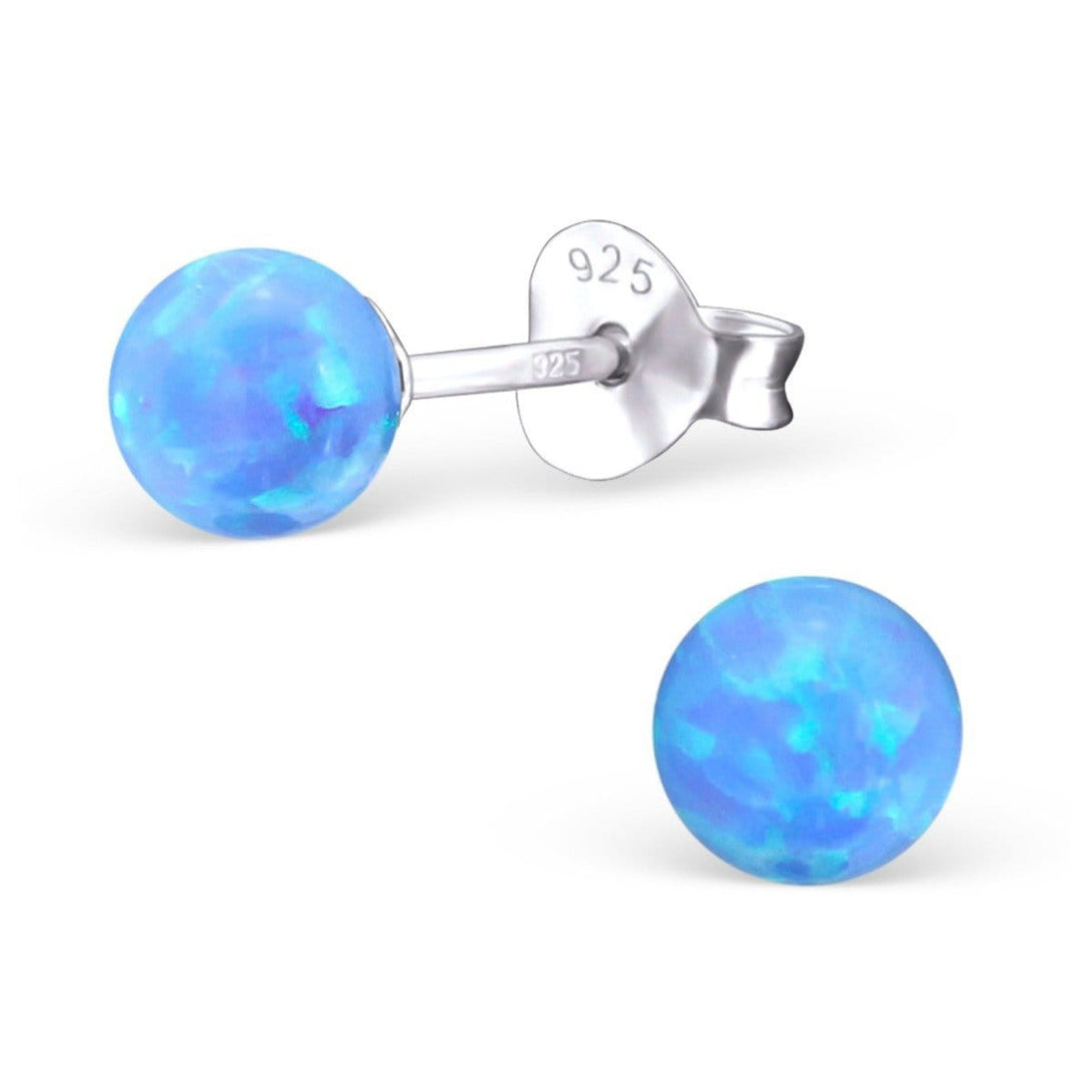 Sterling Silver Opal Stud Earrings-Azure