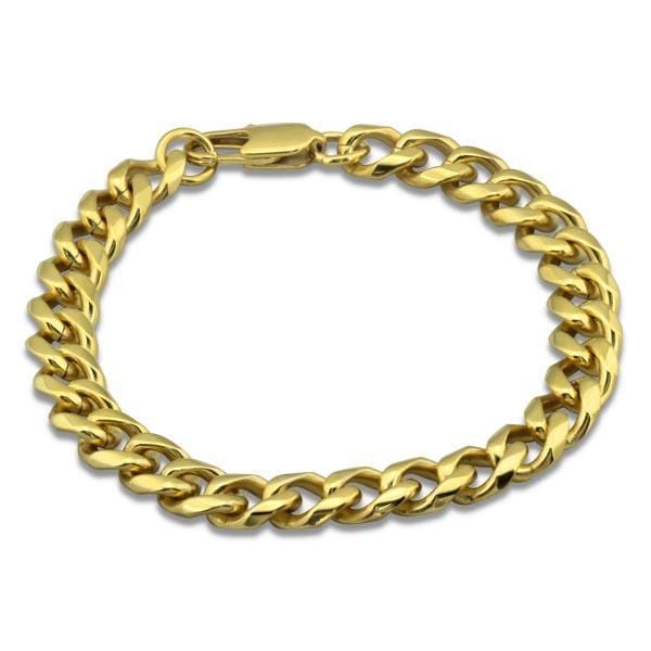 Mens Stainless Steel Gold Plated 21 CM Bracelet
