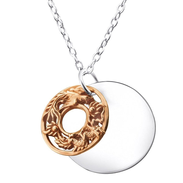 Sterling Silver and Rose Gold Circle Necklace