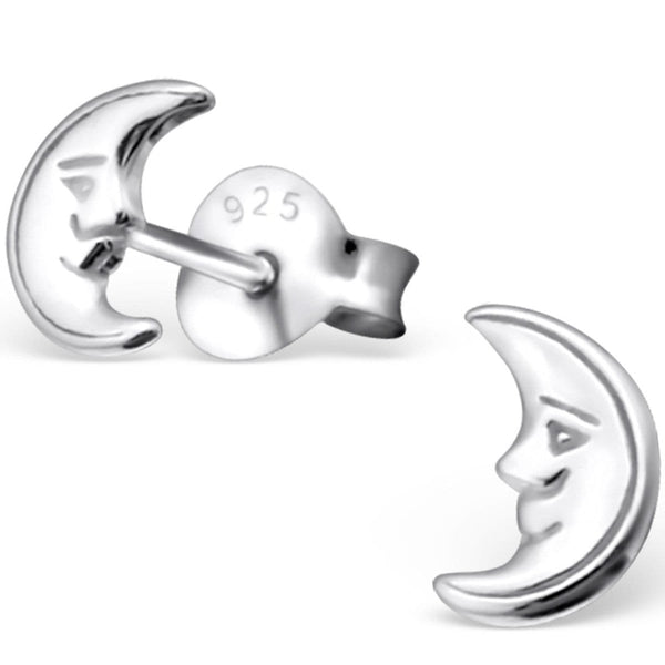 Childrens Sterling Silver Crescent Moon Earrings
