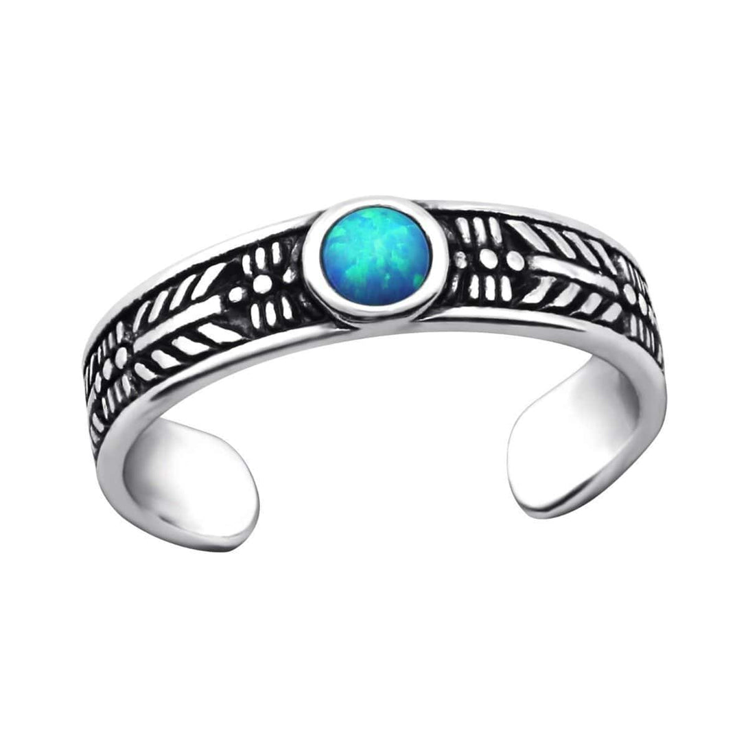 Sterling Silver Opal Toe Ring - Azure