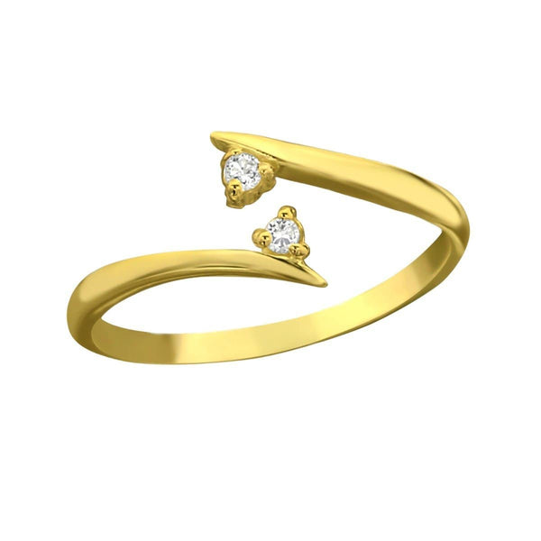 Sterling Silver CZ Gold Toe Ring