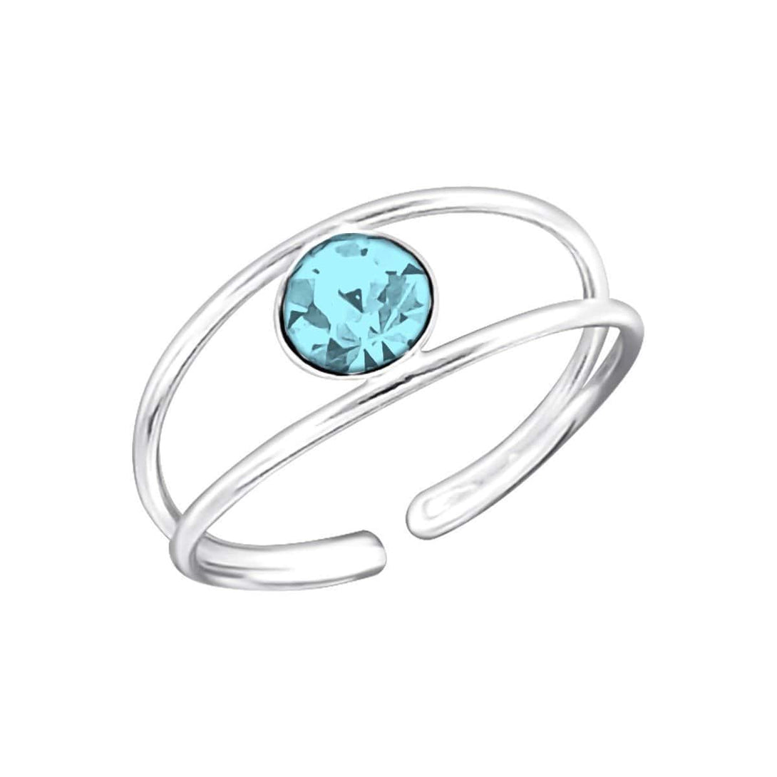 Sterling Silver Aqua Crystal Toe Ring