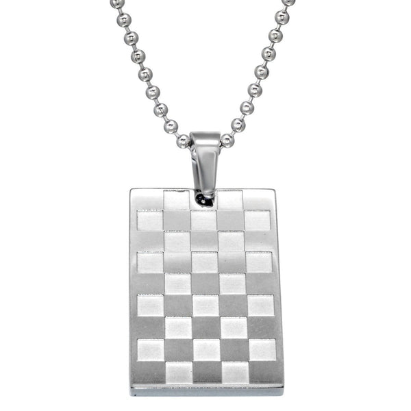 Stainless Steel Pendant Chequered Necklace