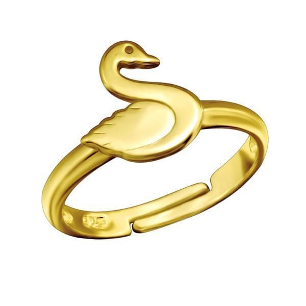 Children's 14 K Gold Plated Silver Swan Ring