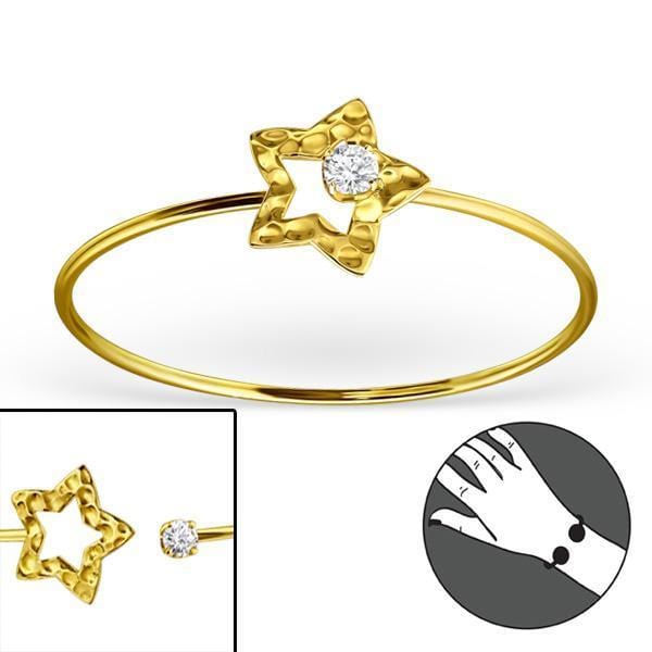 14 K Gold Plated Silver Star Bangle Bracelet