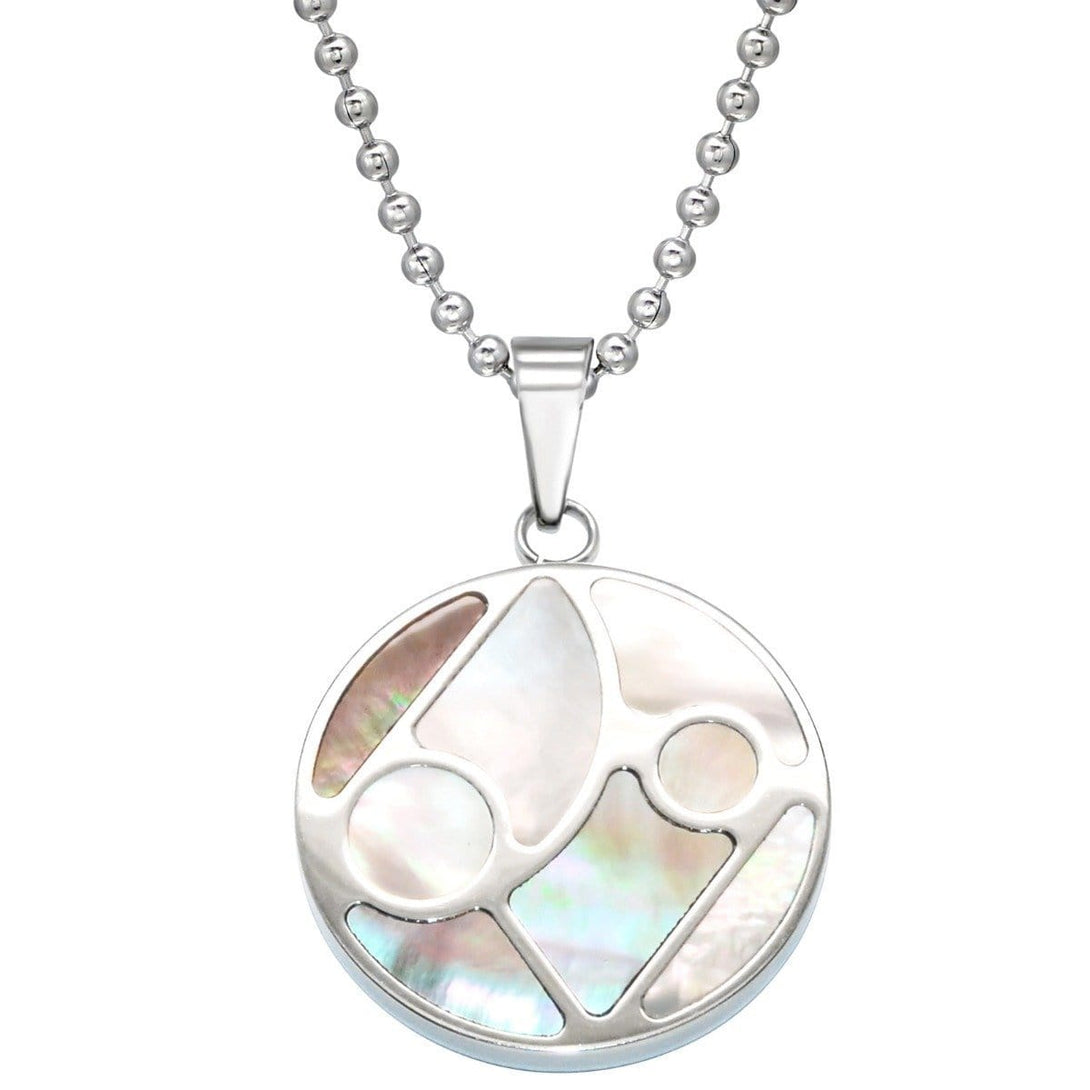 Mosaic Steel Pendant Necklace with Shell