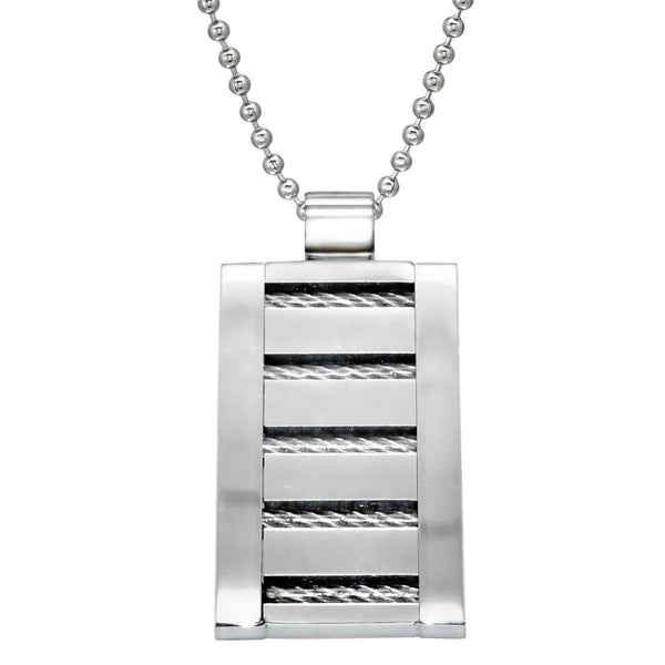Steel Layers Tag Pendant Necklace