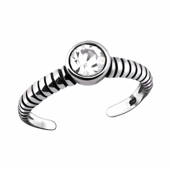 Sterling Silver Round Crystal Toe Ring