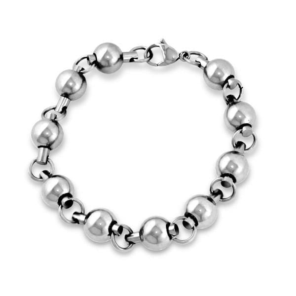 Stainless Steel Beaded Bracelet for Men 22 CM