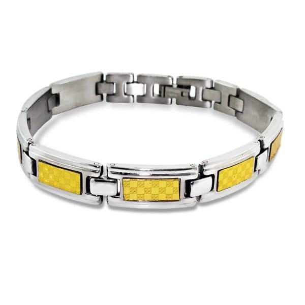 Stainless Steel Silver & Gold Tagged Bracelet For Men