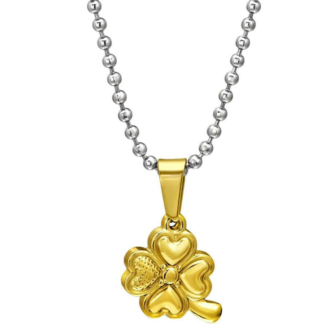 Gold Plated Stainless Steel Lucky Clover Necklace
