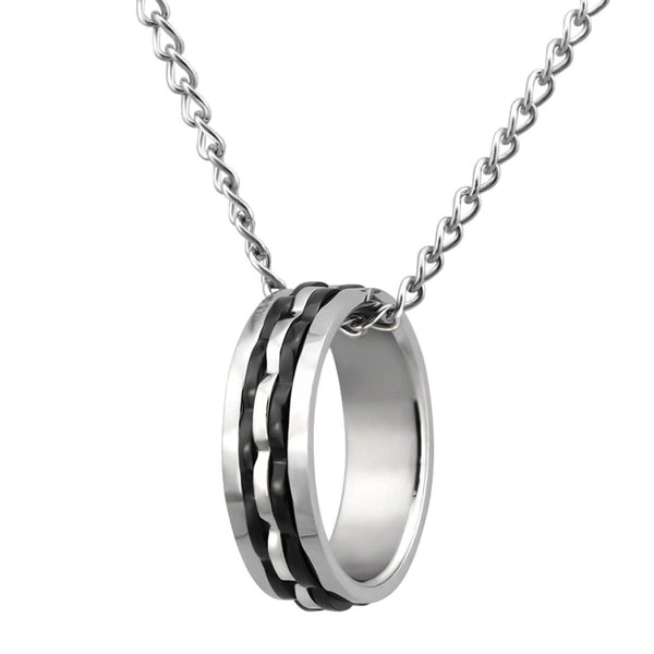 Steel Hanging Ring Necklace