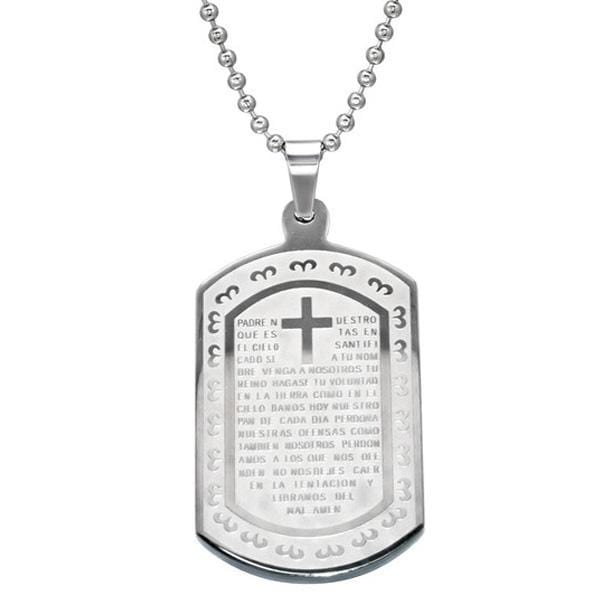 Surgical Steel Cross Tag Pendant Necklace