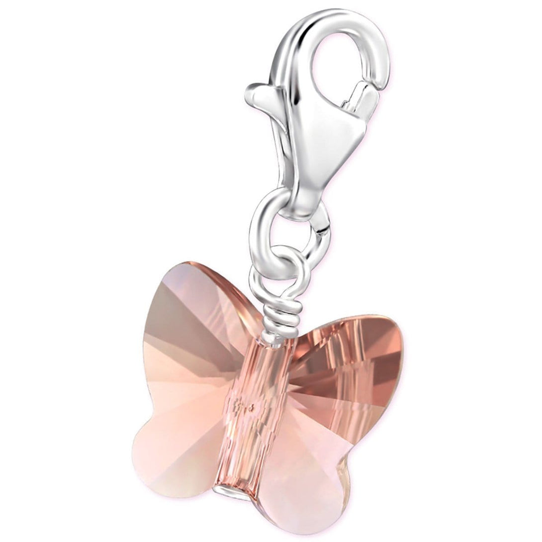 Sterling Silver Butterfly Charm- Blush Rose Swarovski Crystal
